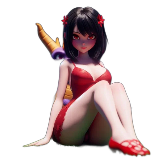 dress, staff, flower, weapon transparent PNG cut-out