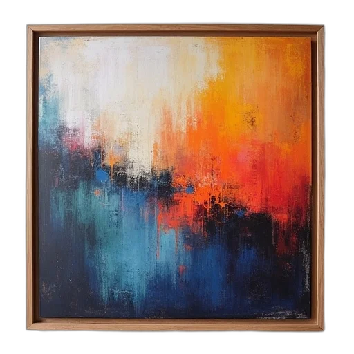 oil painting, fire, sunset, fog transparent PNG cut-out