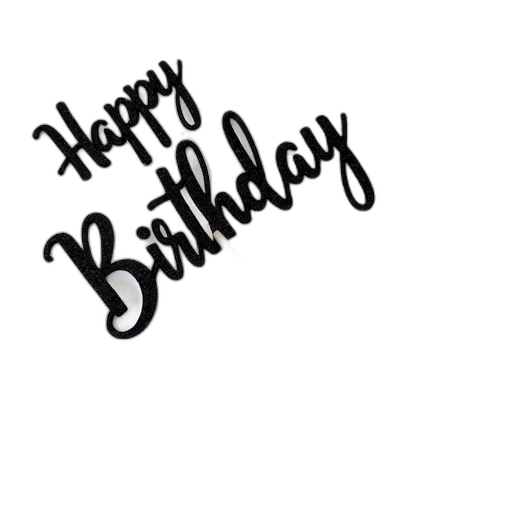 black, glittery, happy, birthday transparent PNG cut-out