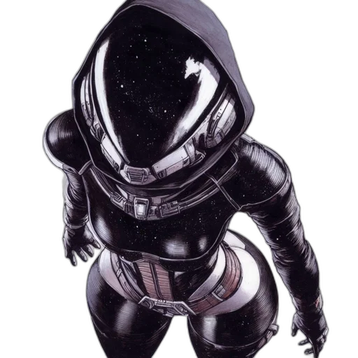 robot, jacket, mask, staff transparent PNG cut-out