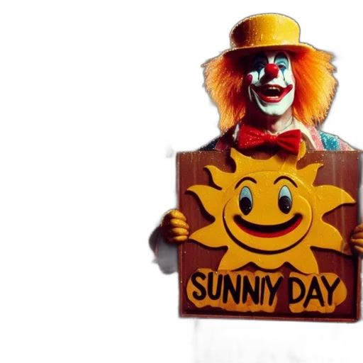 3d render, sunset, clown, rainy transparent PNG cut-out