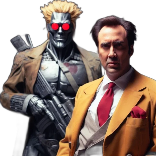 concept art, comic book art, 3d render, two transparent PNG cut-out