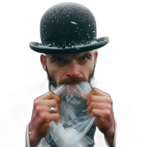 hat, staff, face, jacket transparent PNG cut-out