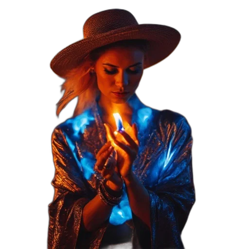 jacket, hat, staff, jewelry transparent PNG cut-out