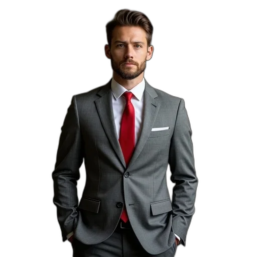 jacket, staff, face, photorealistic transparent PNG cut-out