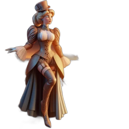 hat, dress, staff, 3d render transparent PNG cut-out