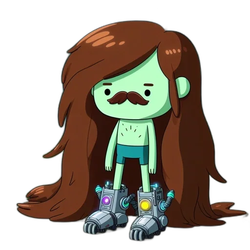 robot, staff, hair, creature transparent PNG cut-out