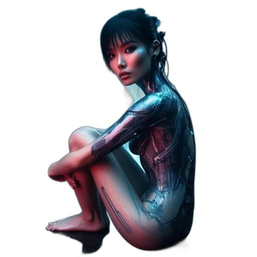 robot, dress, cyberpunk, concept art transparent PNG cut-out