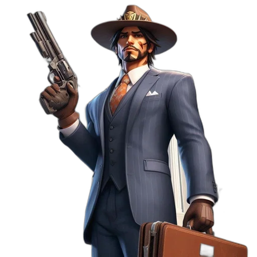 weapon, staff, hat, jacket transparent PNG cut-out