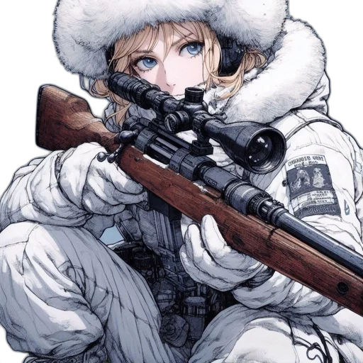 weapon, jacket, staff, hat transparent PNG cut-out