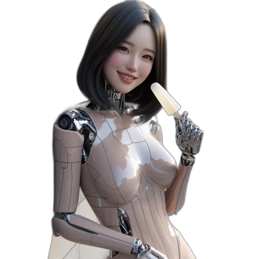 robot, dress, weapon, staff transparent PNG cut-out