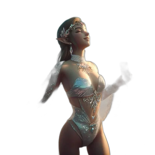 dress, jewelry, staff, crown transparent PNG cut-out