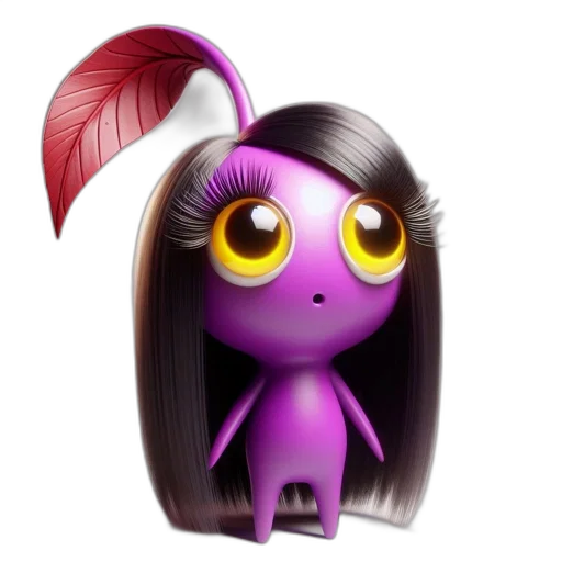 creature, hair, staff, 3d render transparent PNG cut-out