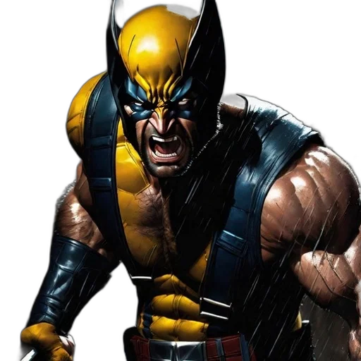 comic book art, concept art, wolverine, stands transparent PNG cut-out