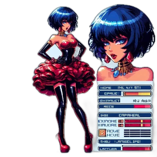 dress, staff, concept art, pixel art transparent PNG cut-out