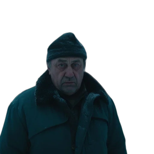 jacket, hat, face, staff transparent PNG cut-out