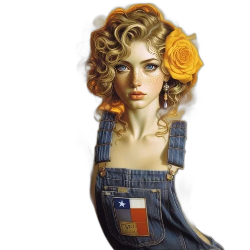 dress, jewelry, flower, oil painting transparent PNG cut-out