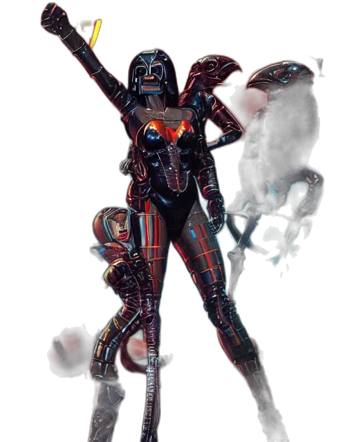 robot, staff, weapon, creature transparent PNG cut-out