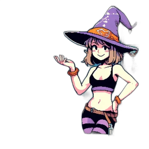 hat, staff, dress, creature transparent PNG cut-out