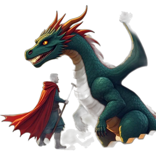 dragon, creature, animal, staff transparent PNG cut-out