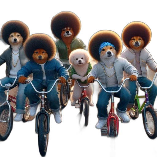 concept art, photorealistic, animated, dogs transparent PNG cut-out