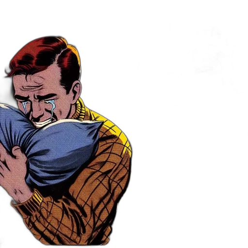 comic book art, two, characters, interact transparent PNG cut-out