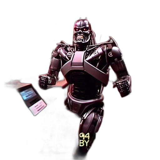 robot, 3d render, concept art, vaporwave transparent PNG cut-out