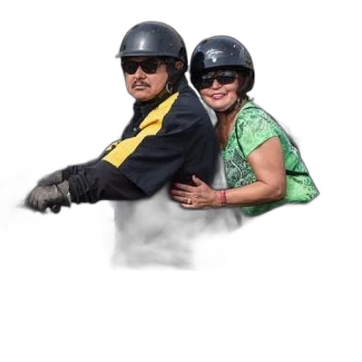 couple, wearing, helmets, sunglasses transparent PNG cut-out
