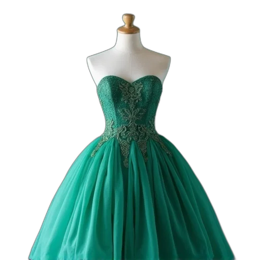 dress, 3d render, green, blue transparent PNG cut-out