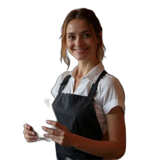 staff, dress, face, food transparent PNG cut-out