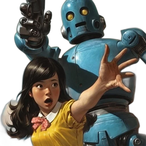 robot, concept art, comic book art, cyberpunk transparent PNG cut-out