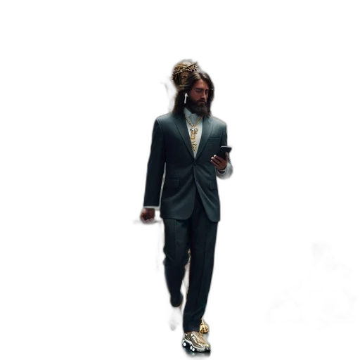 jacket, staff, creature, shoes transparent PNG cut-out