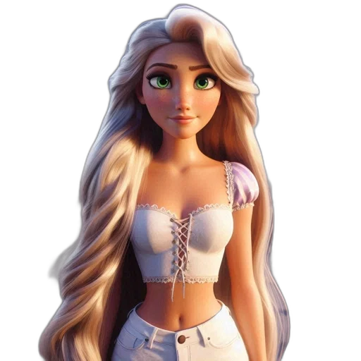 dress, hair, 3d render, concept art transparent PNG cut-out