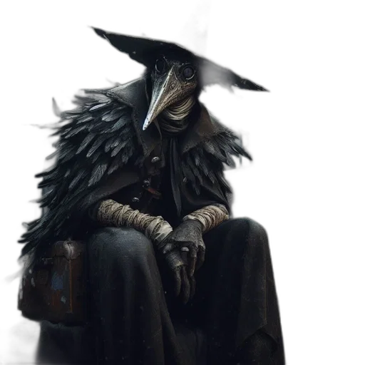 mask, jacket, hat, staff transparent PNG cut-out