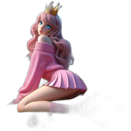 crown, dress, staff, 3d render transparent PNG cut-out