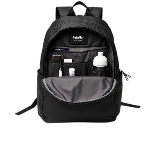 jacket, black, backpack, zipper transparent PNG cut-out