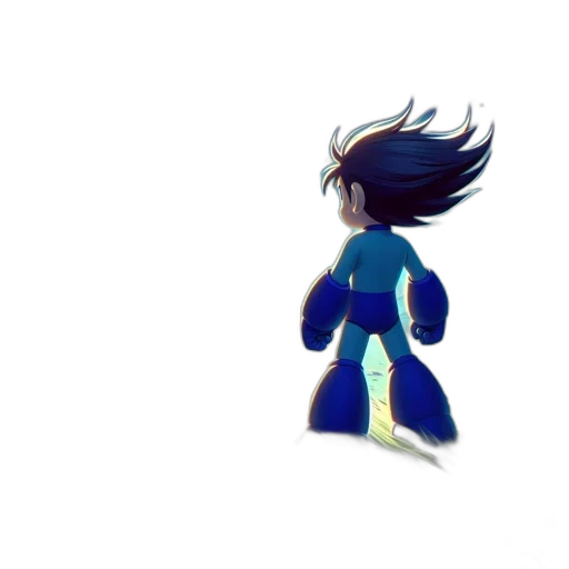 hair, jacket, creature, staff transparent PNG cut-out