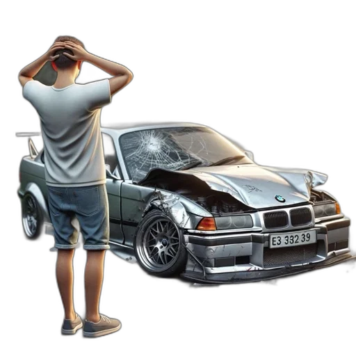 car, weapon, face, hat transparent PNG cut-out