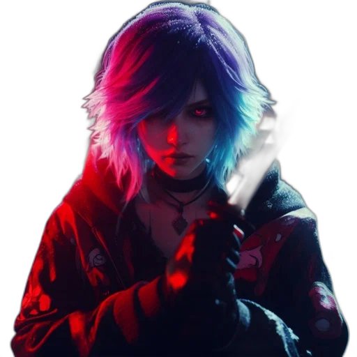 jacket, face, weapon, cyberpunk transparent PNG cut-out
