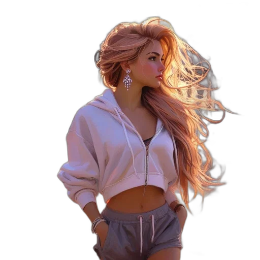 jacket, hair, jewelry, dress transparent PNG cut-out