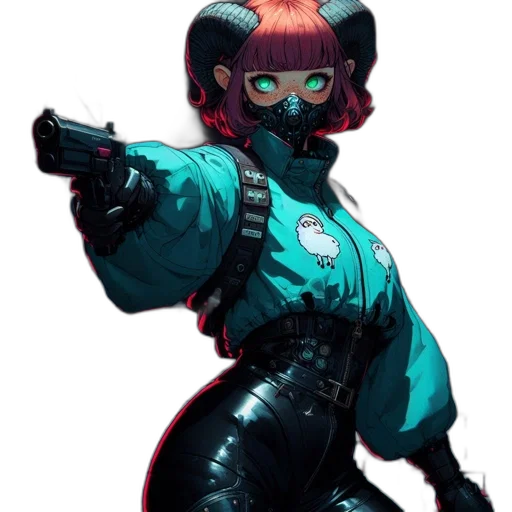 jacket, staff, robot, weapon transparent PNG cut-out