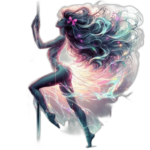 dress, staff, dragon, hair transparent PNG cut-out