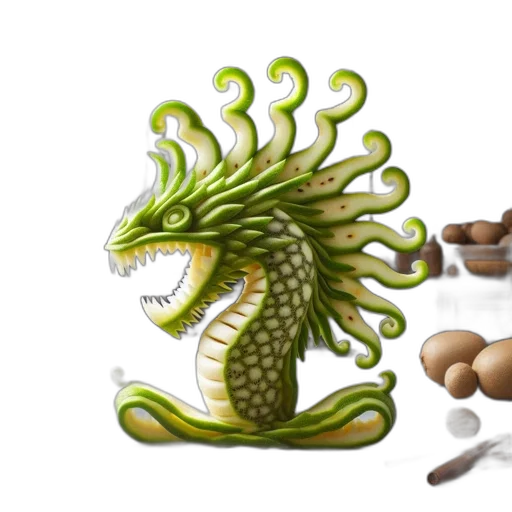 dragon, food, 3d render, fantasy art transparent PNG cut-out
