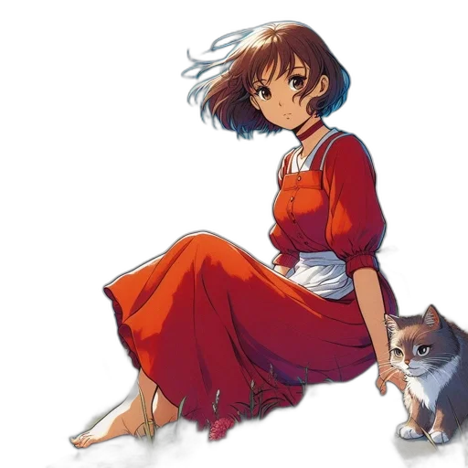 dress, staff, anime, concept art transparent PNG cut-out