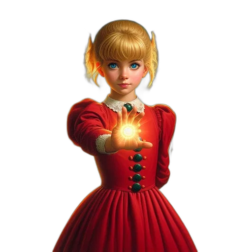 dress, staff, face, 3d render transparent PNG cut-out