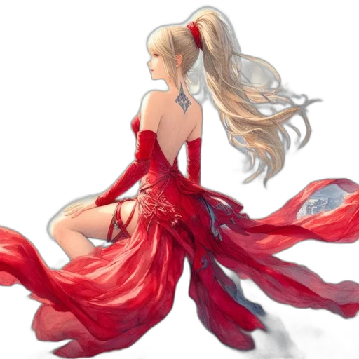 dress, hair, dragon, concept art transparent PNG cut-out
