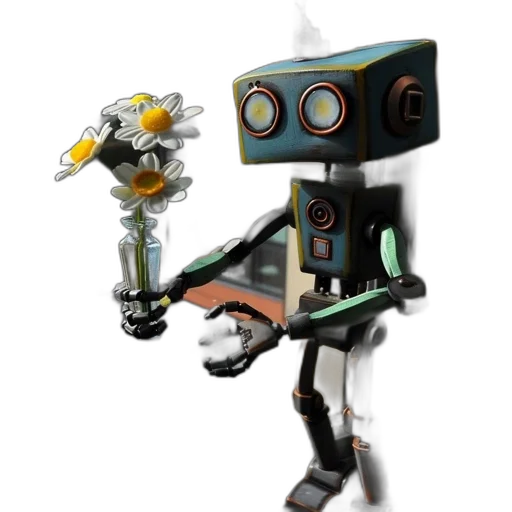 robot, staff, concept art, 3d render transparent PNG cut-out