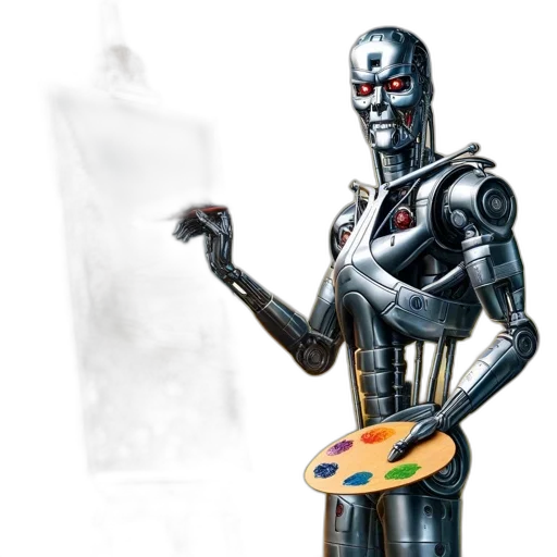 robot, concept art, comic book art, 3d render transparent PNG cut-out