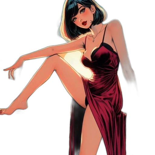 dress, concept art, comic book art, anime transparent PNG cut-out