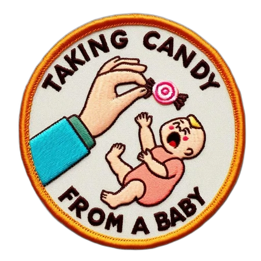 circular, patch, depicts, humorous transparent PNG cut-out